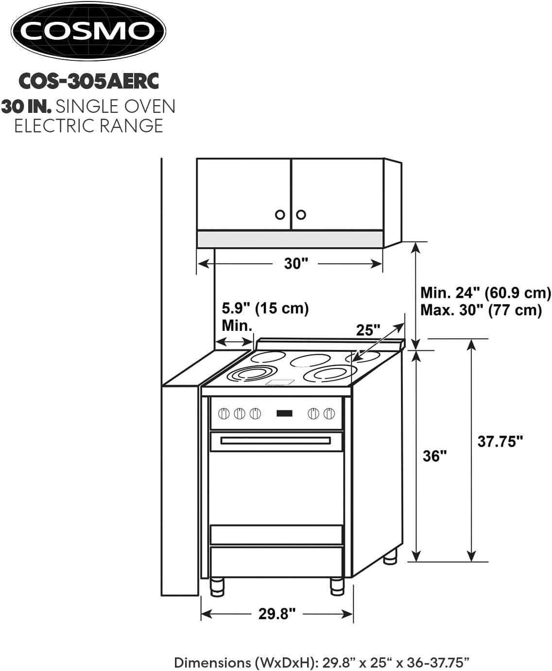 Cosmo 30" Stainless Steel Electric Range with Convection Oven