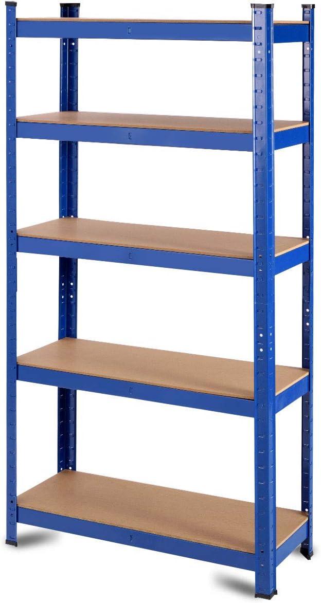 Blue Heavy Duty 5-Tier Adjustable Metal and MDF Shelving Unit