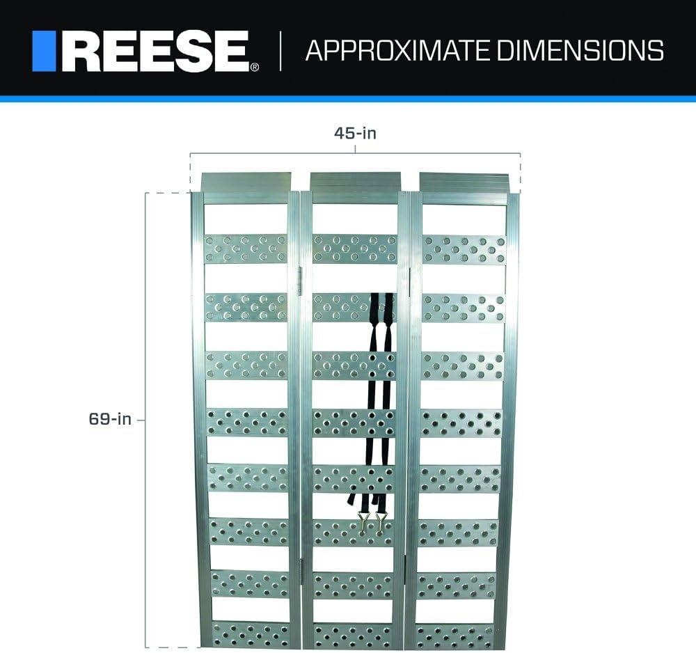REESE 11272200 Tri-fold Aluminum Utility Ramp for ATVs, Snowmobiles, Dirt Bikes, Lawn Equipment, 45 Inch x 69 Inch, 1,600 lbs. Capacity