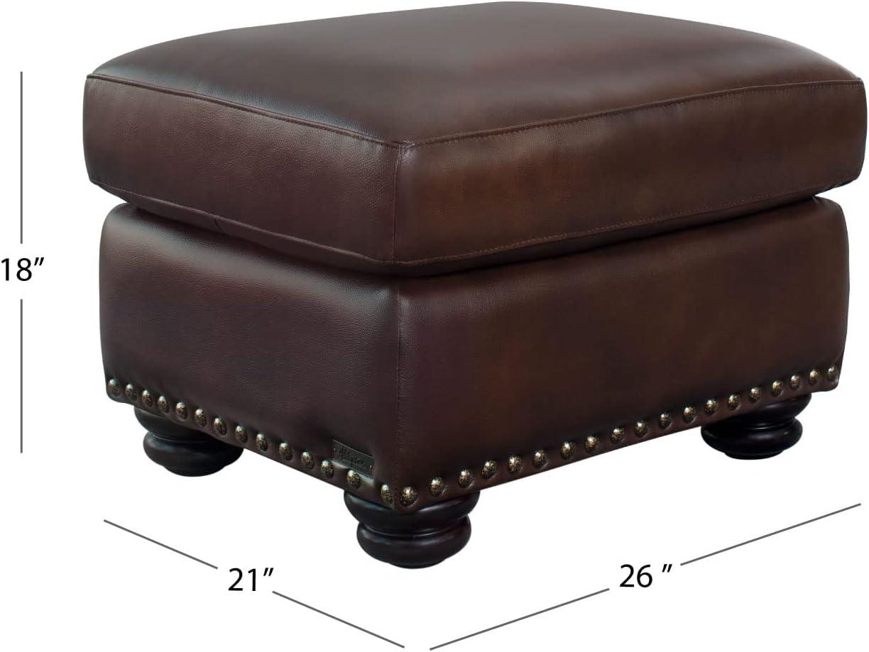 Austin Dark Brown Leather Rectangular Accent Ottoman