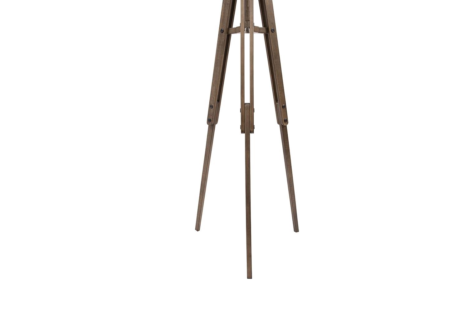 Mariner Tripod Style Wood Floor Lamp with Burlap Drum Shade Rust - Storied Home: Adjustable Height, 3-Way Switch