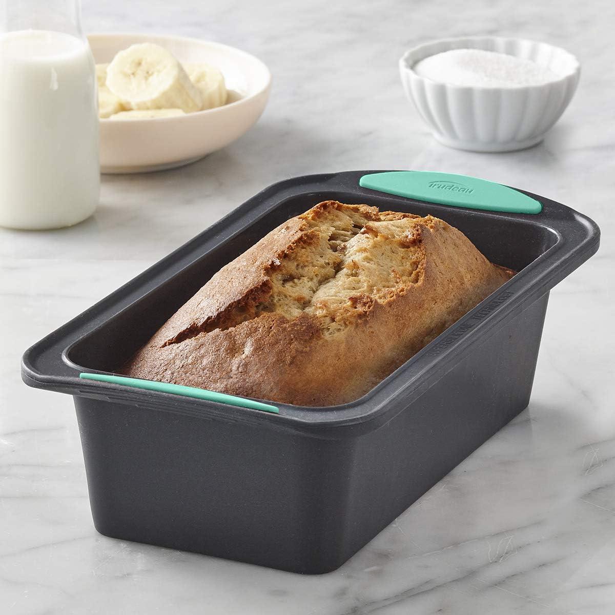 Trudeau Silicone Non-Stick 8.5 x 4.5 Inch Loaf Pan, Gray/Mint