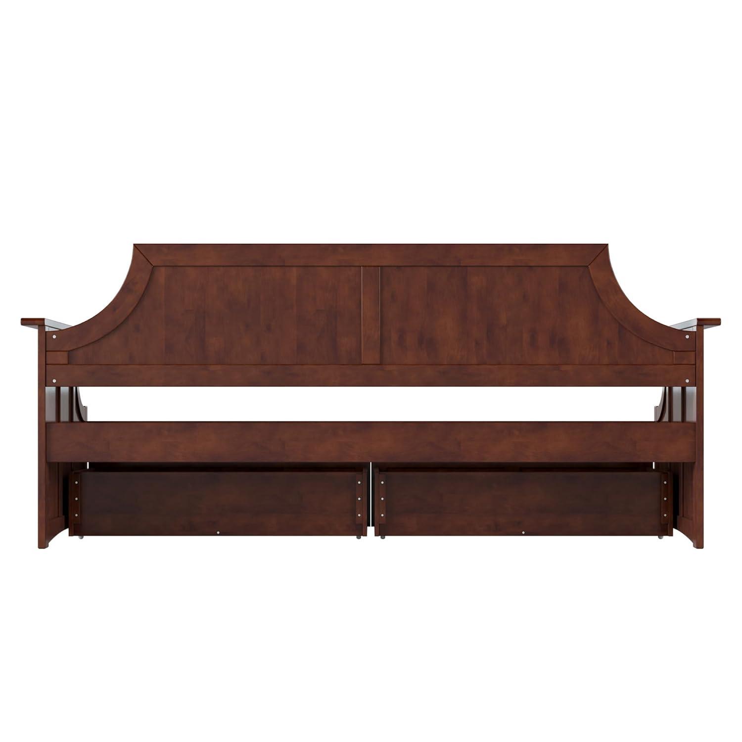 AFI Cambridge Wood Twin Size Daybed Frame with 2 Storage Drawers, Light Toffee