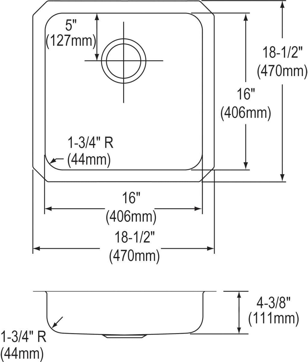 Lustertone 18.5" L x 18.5" W Undermount Kitchen Sink