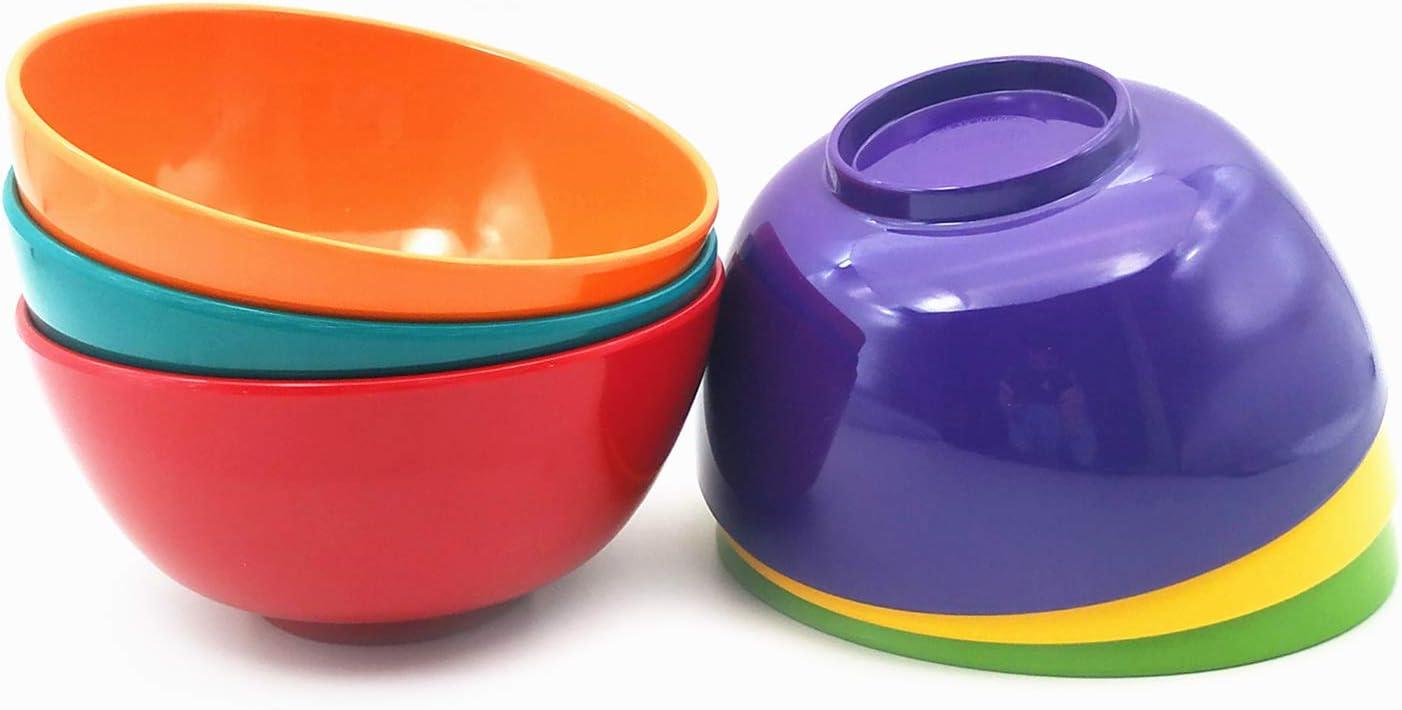 Set of 6 Multicolor Melamine 28oz Salad and Soup Bowls