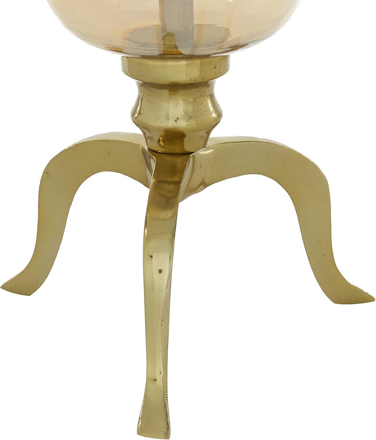 DecMode Gold Aluminum Single Candle Hurricane Lamp