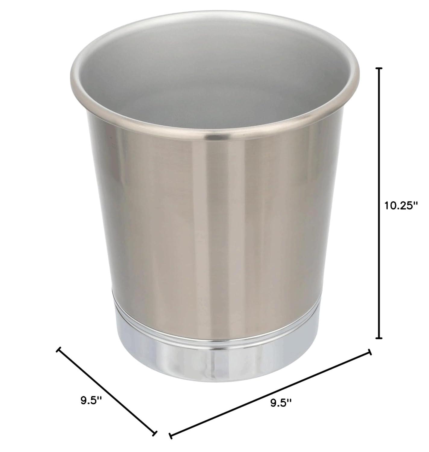 iDESIGN York Metal Wastebasket Trash Can Brushed Nickel/Chrome