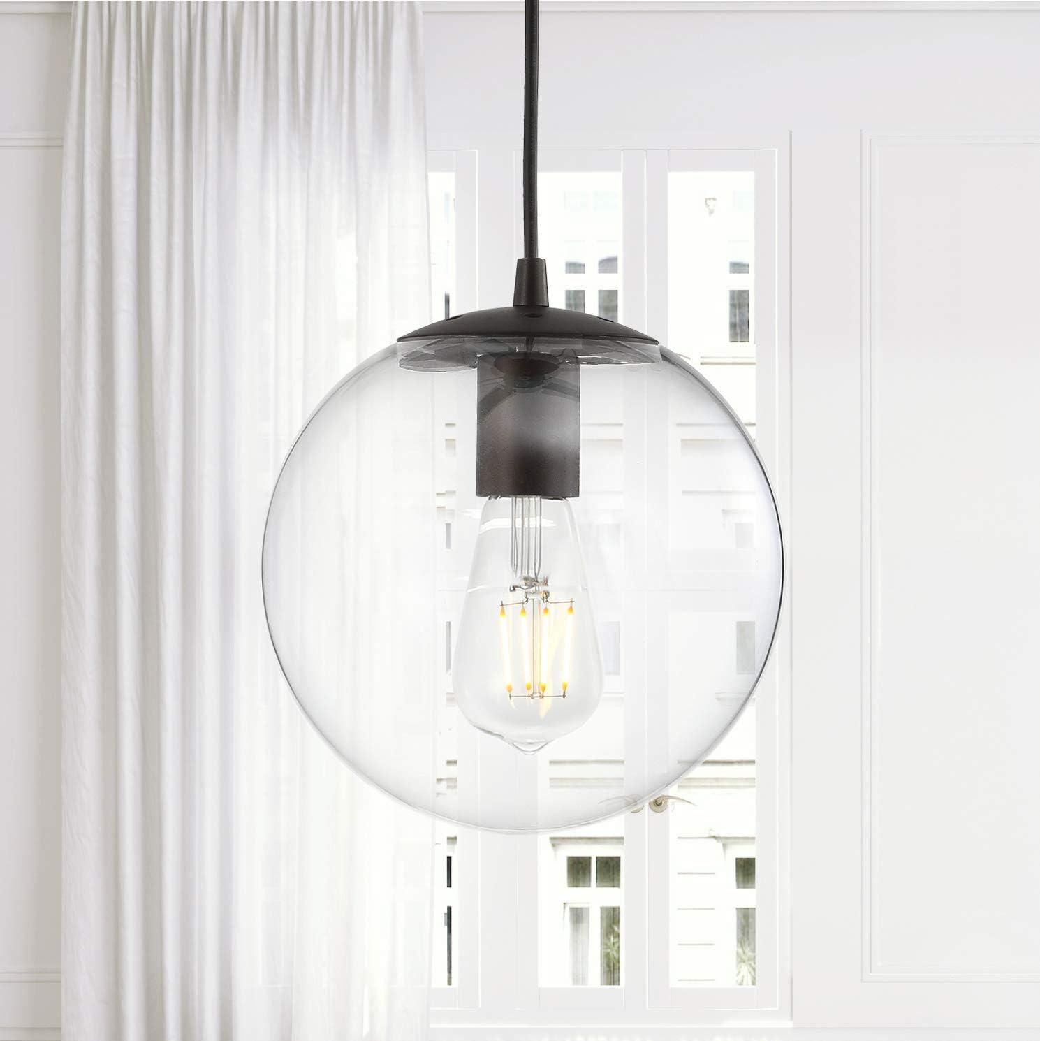 Bleecker 7.75" Metal/Glass Globe LED Pendant, Clear/Oil Rubbed Bronze