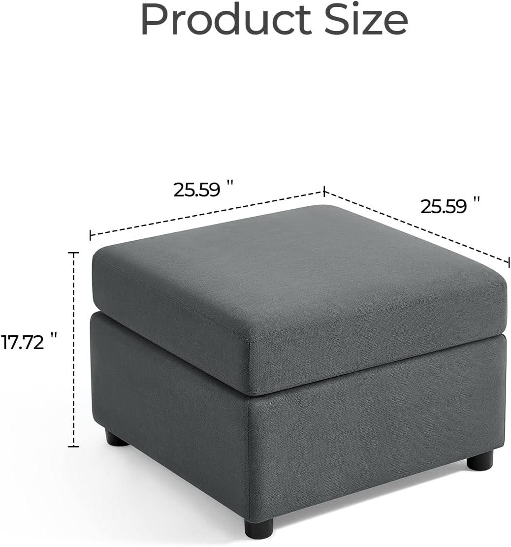 LINSY HOME Storage Ottoman for RUBIK I Modular Sectional Sofa, Dark Gray