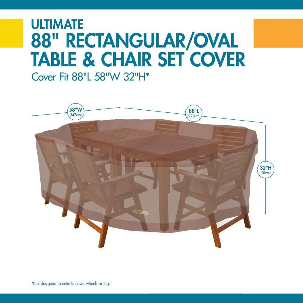 Duck Covers Ultimate Waterproof 90 Inch Rectangular/Oval Patio Table with Chairs Cover