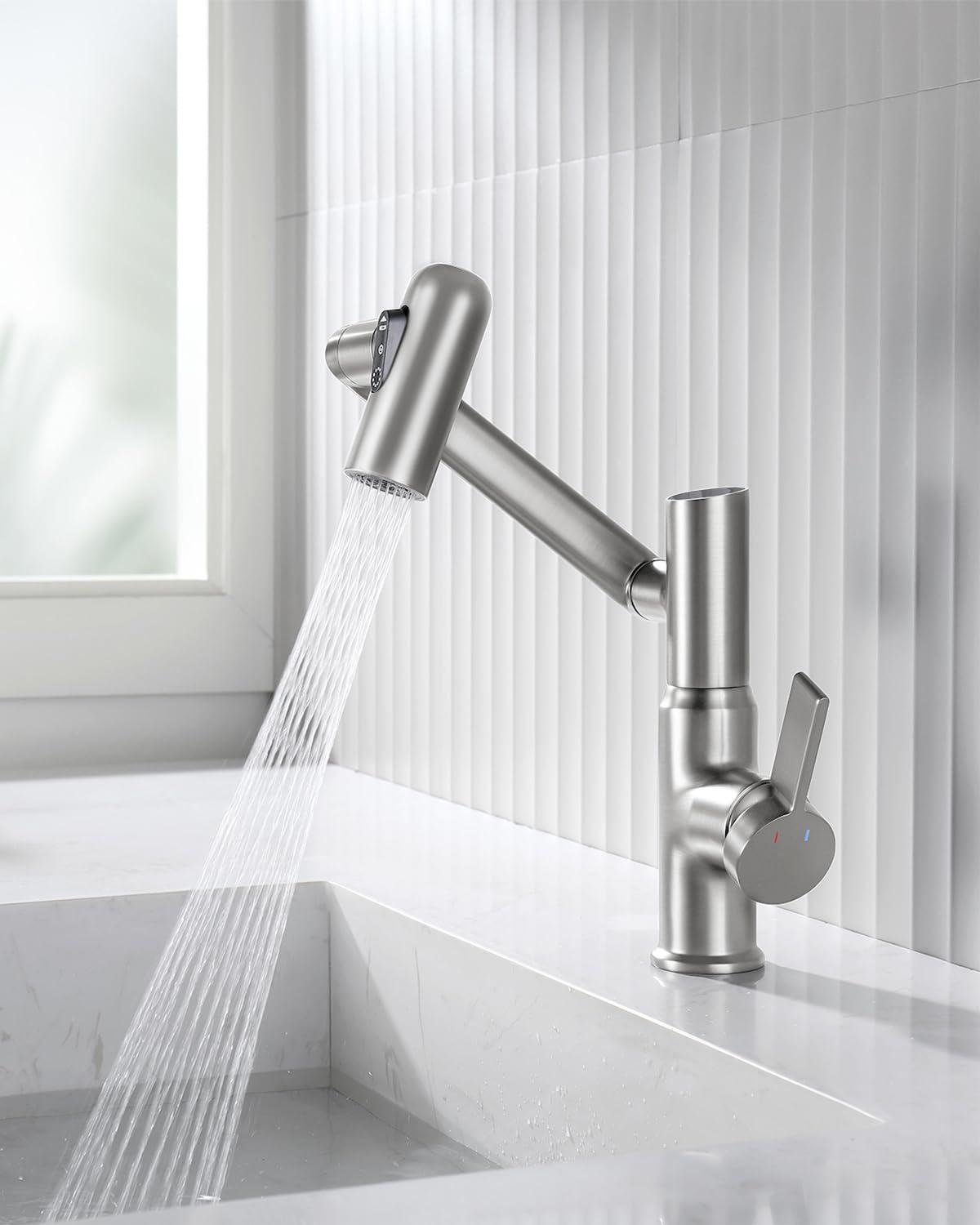 Lefton Rotatable Single Hole Bathroom Faucet with Temperature Display BF2204