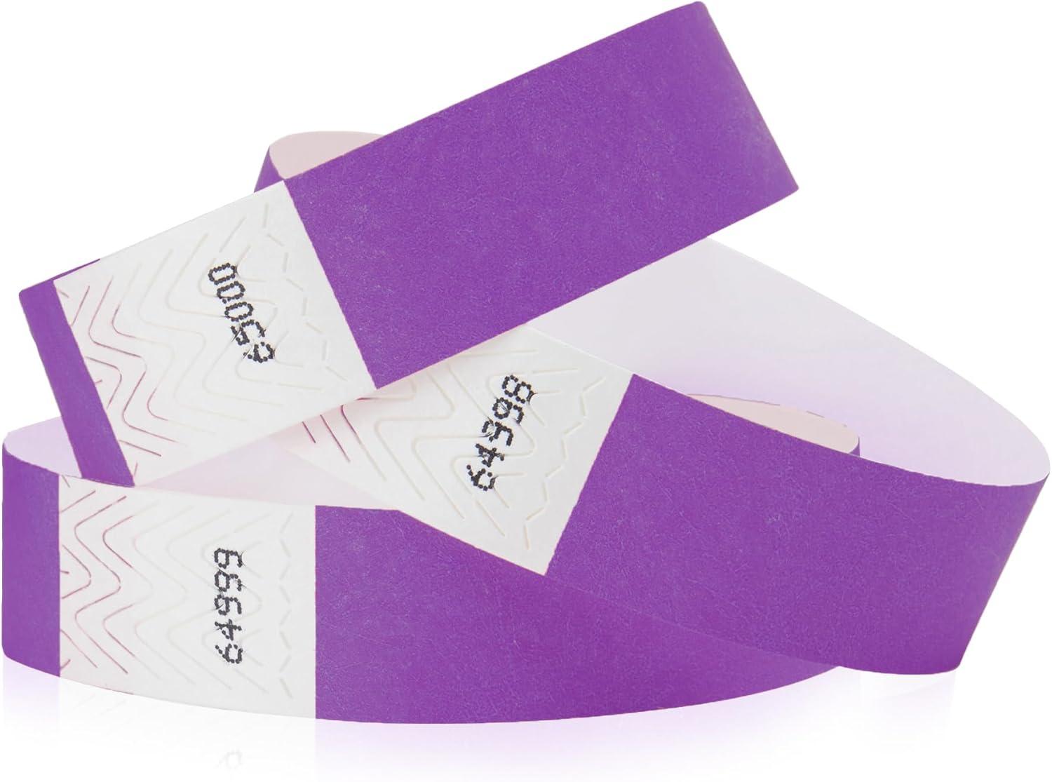 500 WristCo Pantone Purple Tyvek Wristbands for Events - Comfortable Tear Resistant Paper Bracelets ID Wrist Bands for Concerts Festivals Admission Party Identification