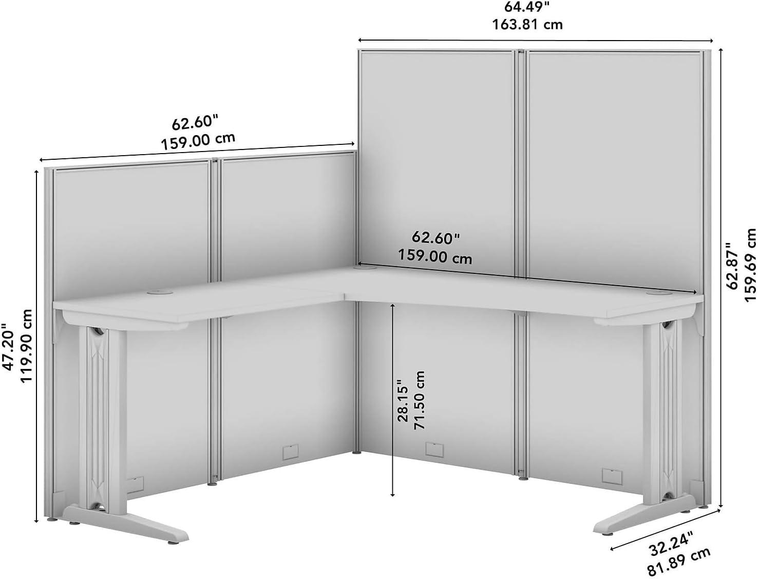 Office In An Hour L-Shaped 1 Person Cubicle with Cable Management