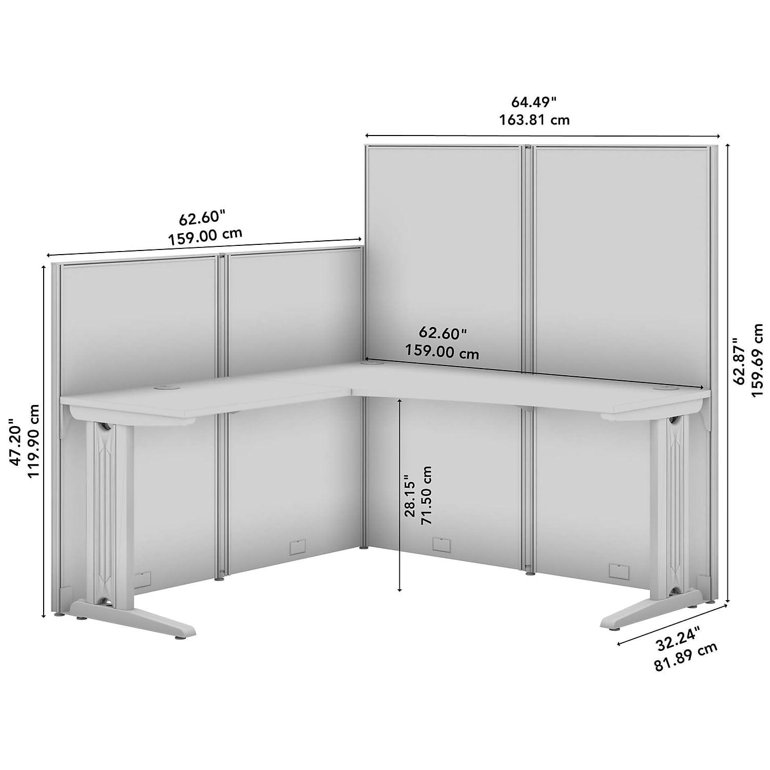 Office In An Hour L-Shaped 1 Person Cubicle with Cable Management
