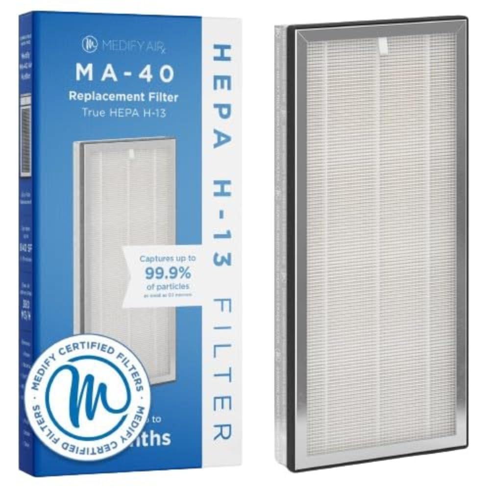Medify MA-40 Genuine Replacement Filter for MA-40 Purifiers | Smoke, Dust, Odors, Pet Dander | 3 in 1 with Pre-filter, HEPA H13 and Activated Carbon | Removal of 0.1 to 0.3 Microns | 1-Pack.