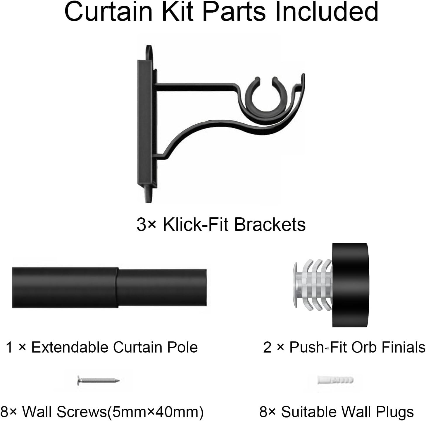 Curtain Rods for Windows 66 to 120, 1 Inch Adjustable Heavy Duty Curtain Rod, 30"-120"