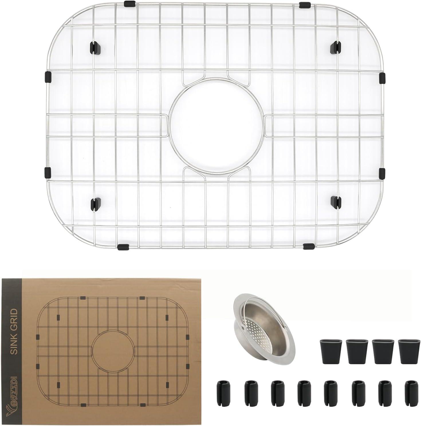 Rectangular Stainless Steel Sink Grid with Center Drain