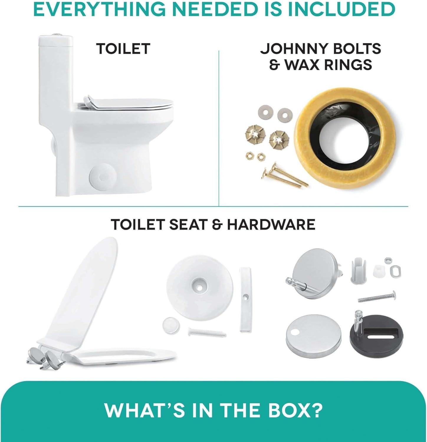 Compact White Ceramic Round One-Piece Dual Flush Toilet