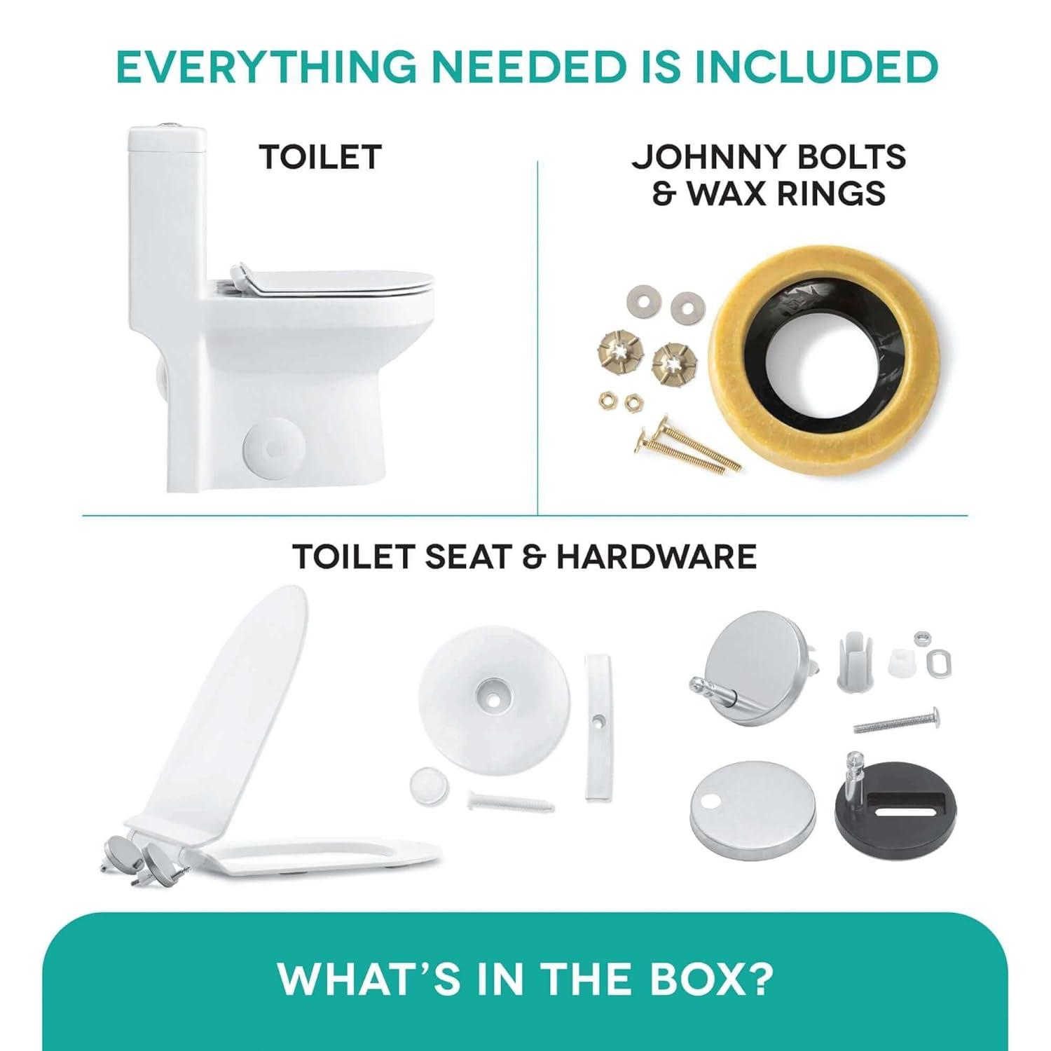 Compact White Ceramic Round One-Piece Dual Flush Toilet