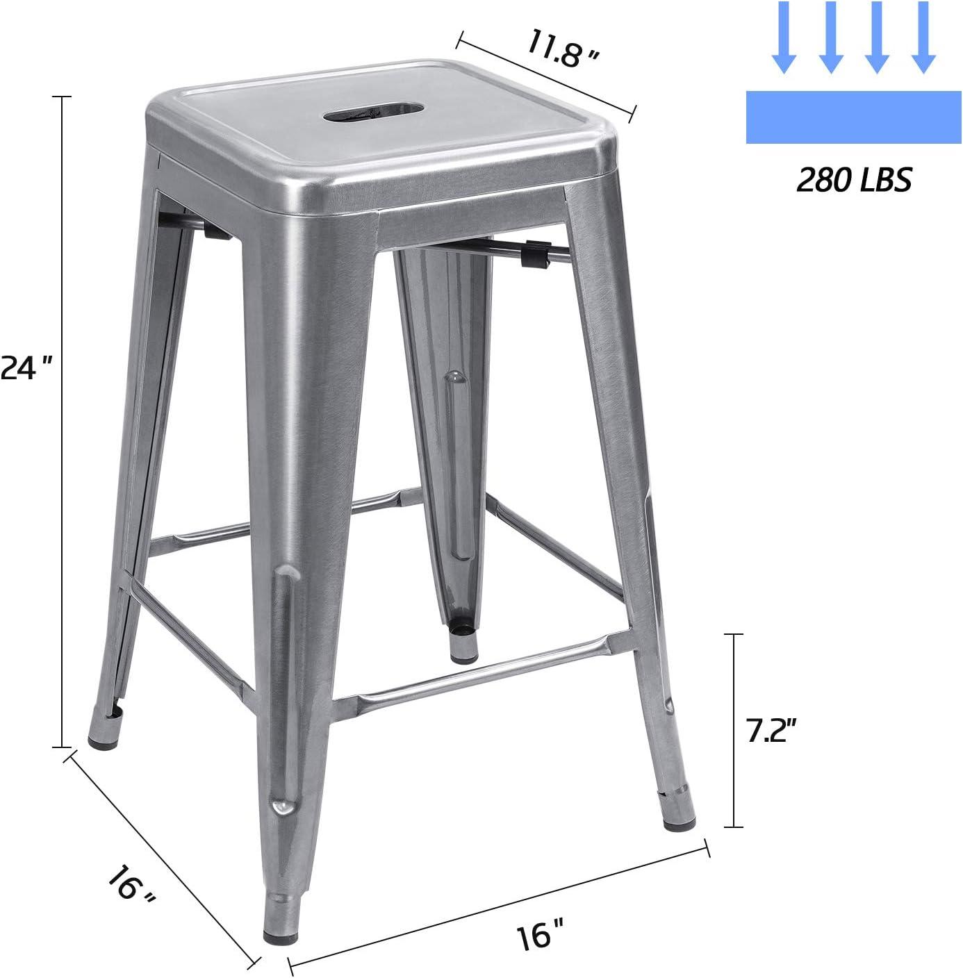 Williston Forge Kohki 24" Counter Stool Metal Bar Stools Counter Height Barstools Backless Indoor/Outdoor Bar Stools Kitchen Counter Stools Chairs(Set of 4)