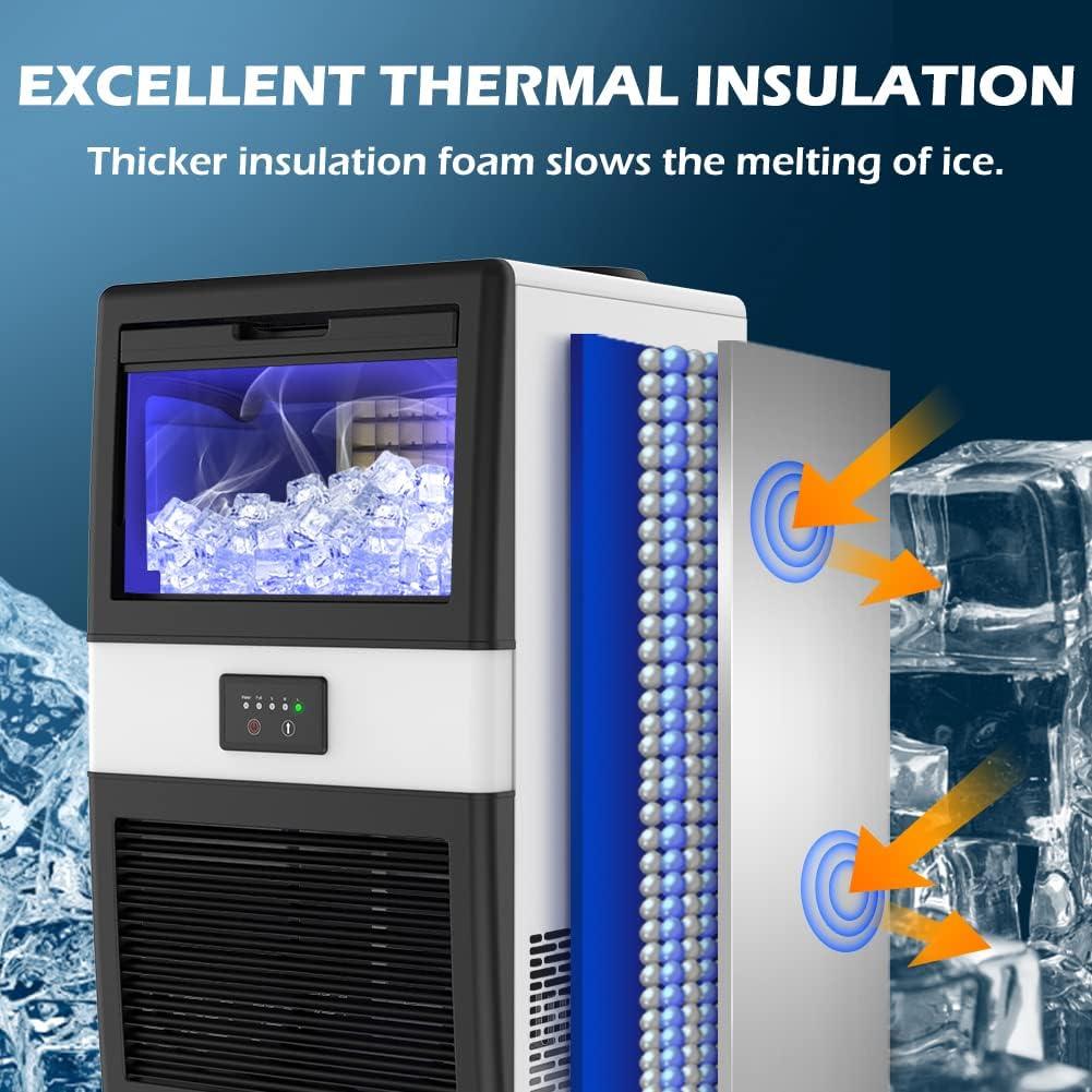 Commercial Ice Maker Machine, 70 LBS/24H Under Counter Large Ice Machine w/ 10 LBS Capacity Ice Storage Bin, 2 Water Inlet Modes, Freestanding & Built in Ice Maker for Bar/Home/Office/Shop, White