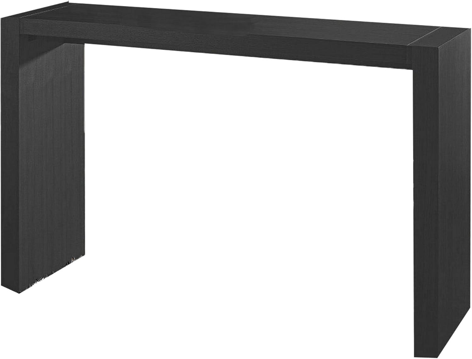 Benjara Loen 60 Inch Long Bar Height Table, Rectangular Panel Base Brown Oak Veneer