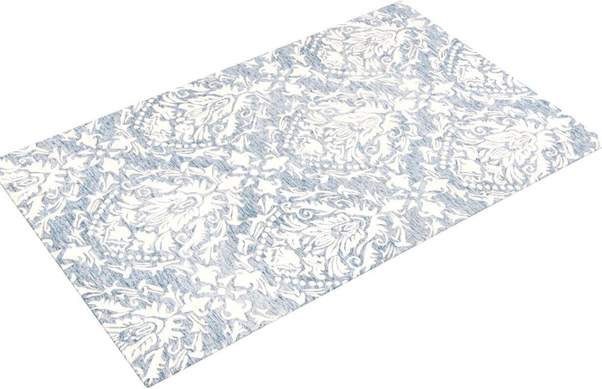 SAFAVIEH Blossom Kestrel Damask Wool Area Rug, Blue/Ivory, 4' x 6'