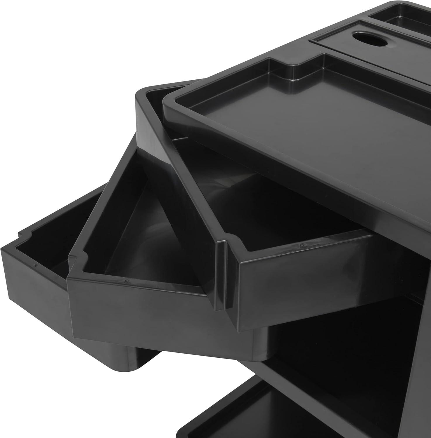 Black Mobile Rotating 4-Sided Storage Organizer with Compartments