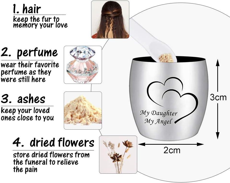 Small Keepsake Urn for Dad Mini Cremation Urns Decorative Memorial Funeral Ashes Holder Silver Engraved Stainless Steel Container for Dad Father 1.57 x 1.18 Inch-My Dad My Hero My Angel