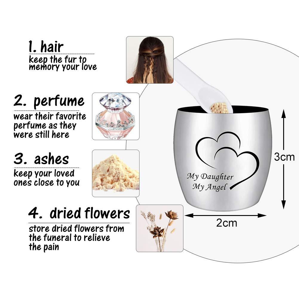 Small Keepsake Urn for Dad Mini Cremation Urns Decorative Memorial Funeral Ashes Holder Silver Engraved Stainless Steel Container for Dad Father 1.57 x 1.18 Inch-My Dad My Hero My Angel