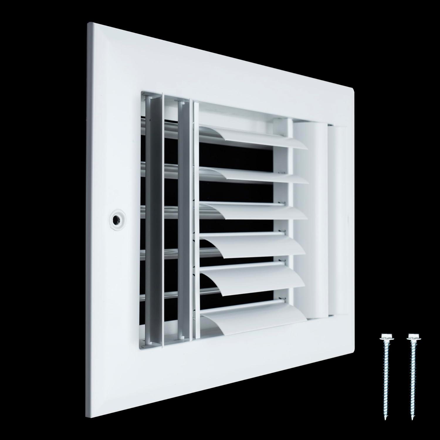 Fits 8x4 Duct Opening Aluminum 3-WAY Adjustable Air Supply Grille by Handua | Curved Blade Register Vent Cover for Sidewall & Ceiling | White | Outer Size: 9.75" X 5.75"