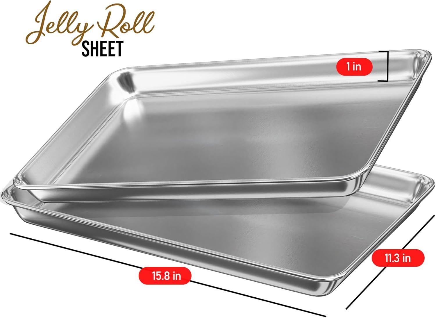 JoyTable Aluminum Baking Sheet Set, Steel Cookie Sheet Set, Durable BPA-Free Baking Sheets for Oven