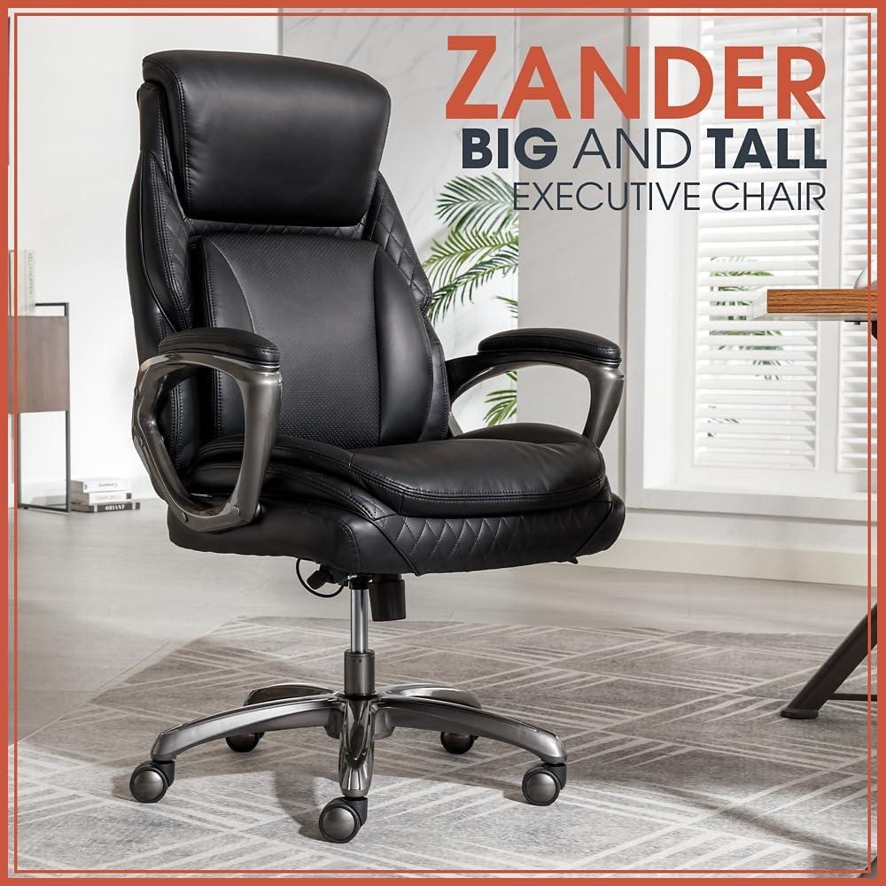 Zander Black Polyurethane Big & Tall Executive Swivel Chair