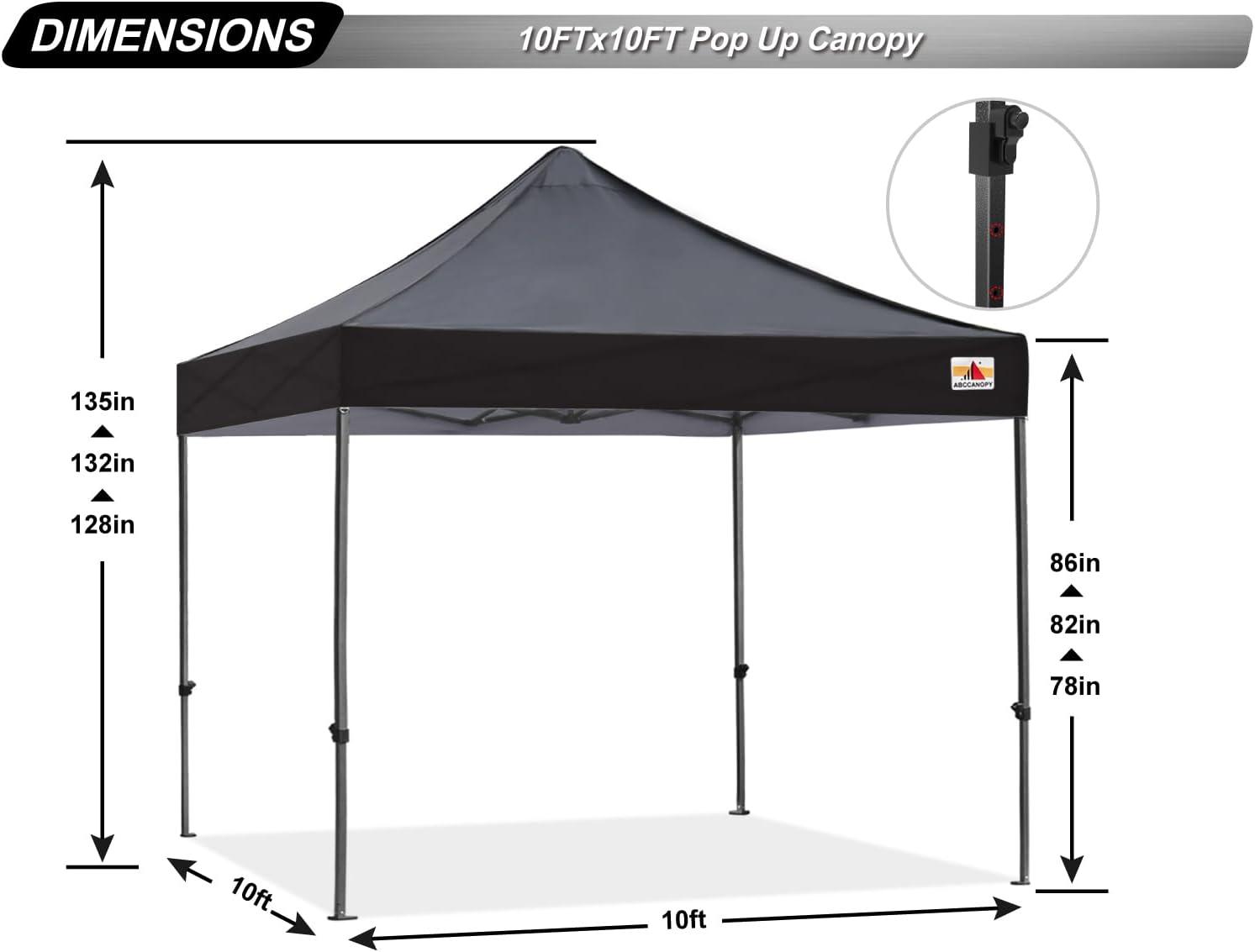 ABCCANOPY Patio Pop Up Canopy Tent 10x10 Commercial-Series (Black)