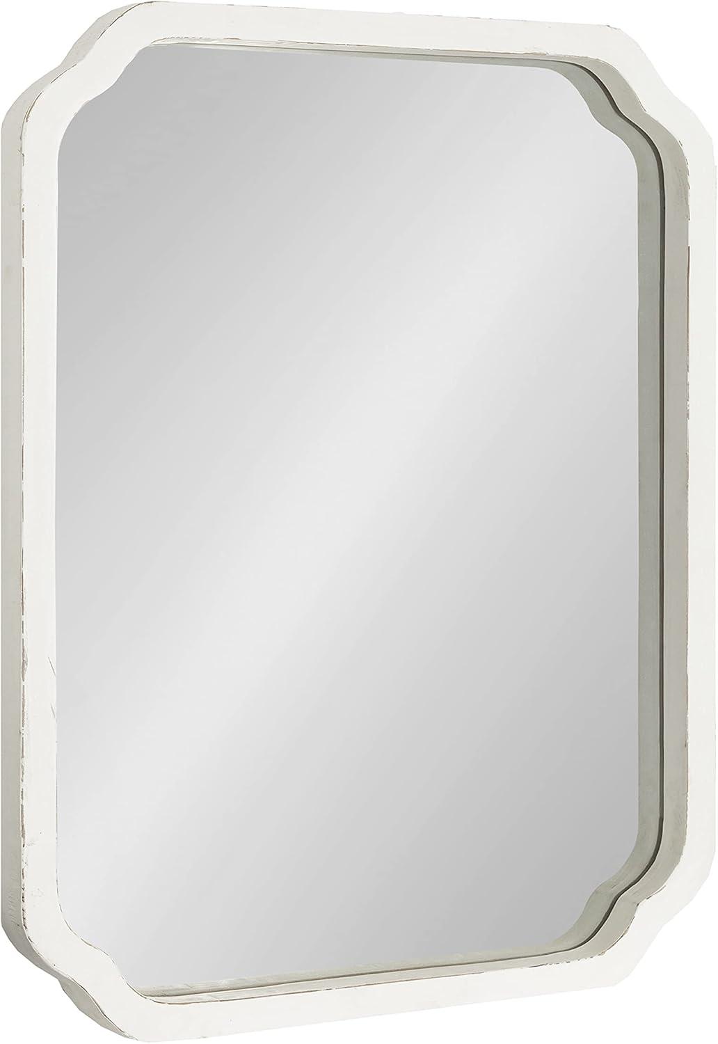 Kate & Laurel All Things Decor 18"x24" Marston Farmhouse Rectangle Wall Mirror White: No Assembly, Wood Frame, Wall Mount
