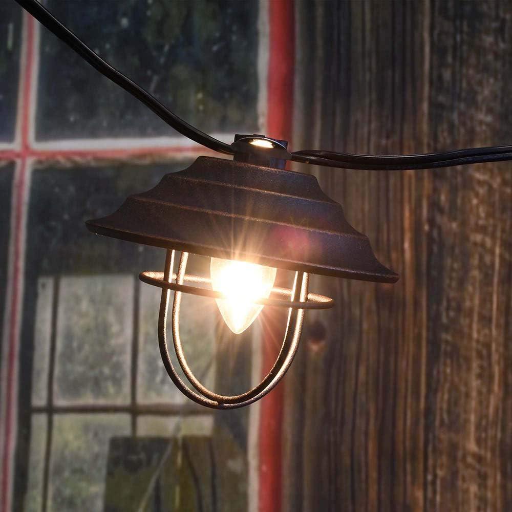 10 Lights Metal Up Lid Electric Café String Lights Bronze: Outdoor Party Incandescent UL Listed, Connects End to End