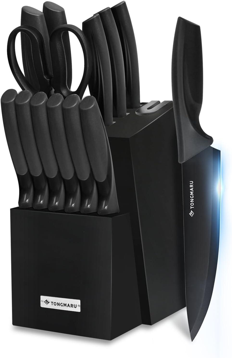 Zulay Kitchen Zulay Kitchen Premium 15-Piece Knife Set with Natural Wood Block and Built-in Sharpener
