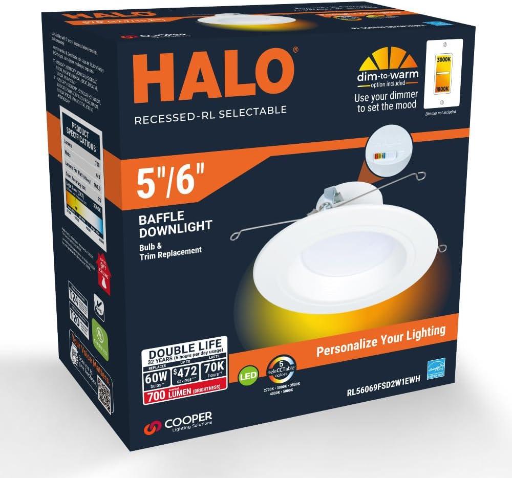 Halo RL56 Series Matte White 5/6 in. W LED Retrofit Recessed Lighting 7.6 W