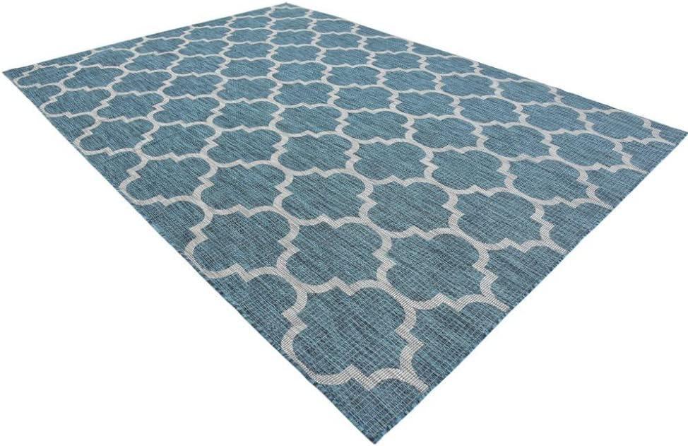 Unique Loom 8' 0 x 11' 4 Rectangle Indoor/Outdoor Trellis Teal Area Rug