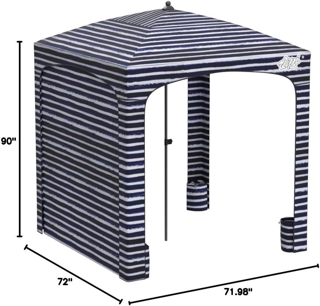 Navy and White Striped Portable Beach Cabana with UV Protection