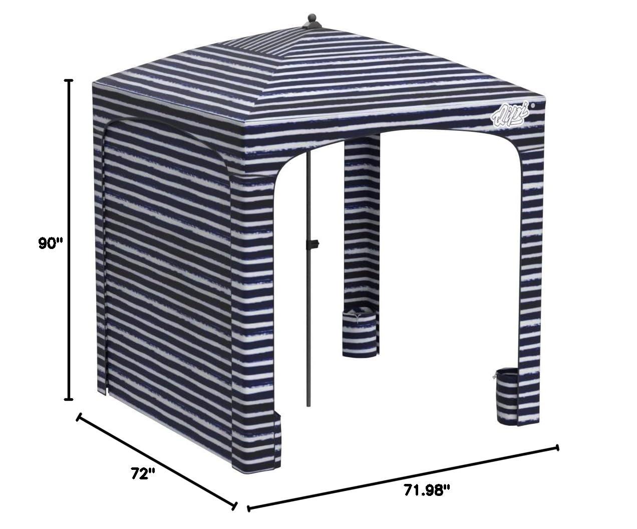 Qipi Beach Cabana - Easy to Set Up Canopy, Waterproof, Portable 6' x 6' Beach Shelter, Included Side Wall, Shade with UPF 50+ UV Protection for Kids, Family & Friends