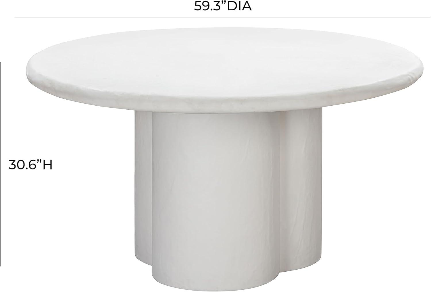 White Round Marble Contemporary Dining Table for Six