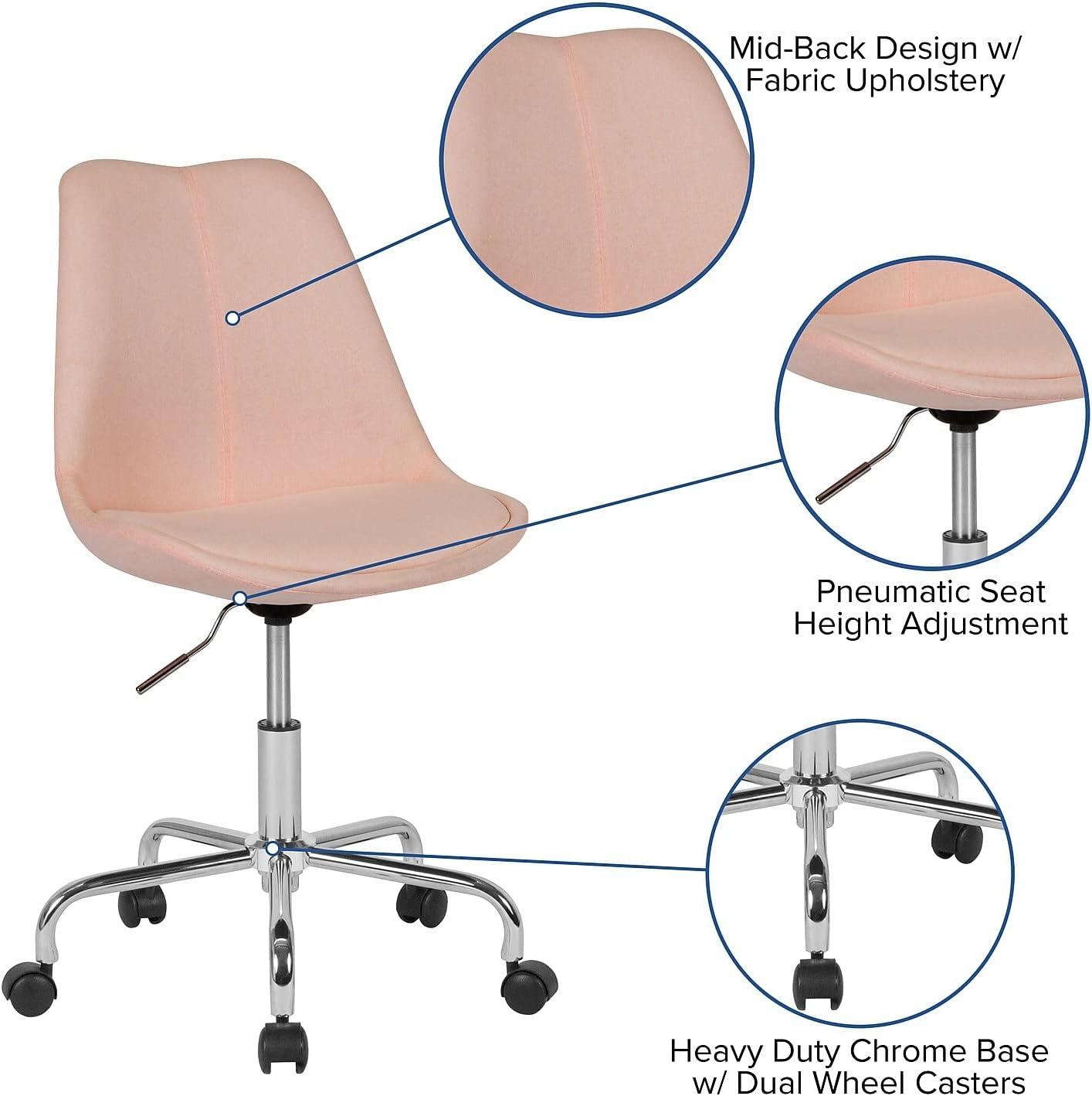 Flash Furniture Aurora Series Mid-Back Fabric Task Office Chair with Pneumatic Lift and Chrome Base