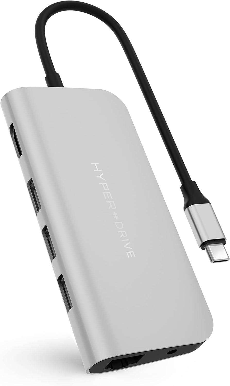 Compact 9-in-1 HyperSpace Gray USB C Hub with 4K HDMI and Ethernet