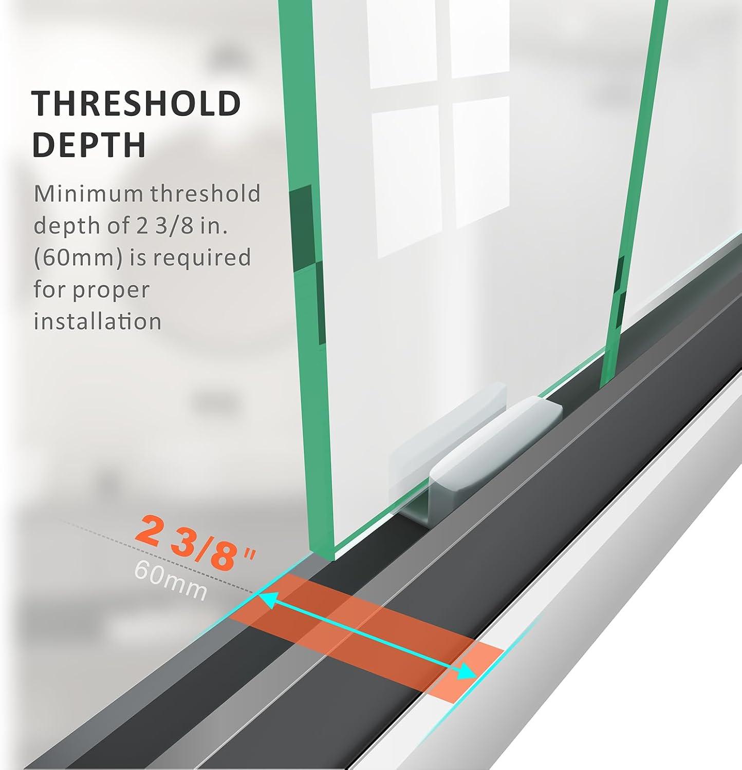 Sliding Glass Tub Door 56-60 In. W X 57 In. H, Semi Frameless Double Bathtub Door, Certified Thick Clear Clear Tempered Glass, 304 Stainless Steel Handles.