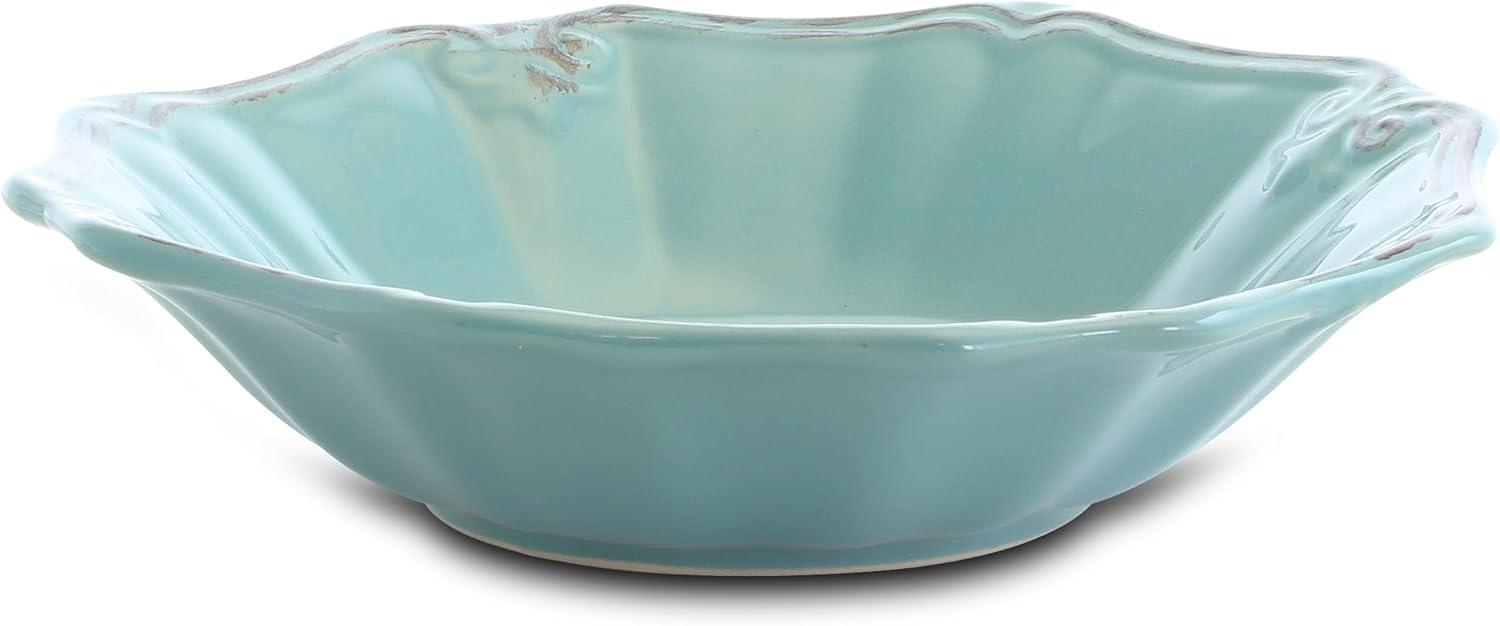 Elama Fleur De Lys 20-Piece Dinnerware Set in Turquoise