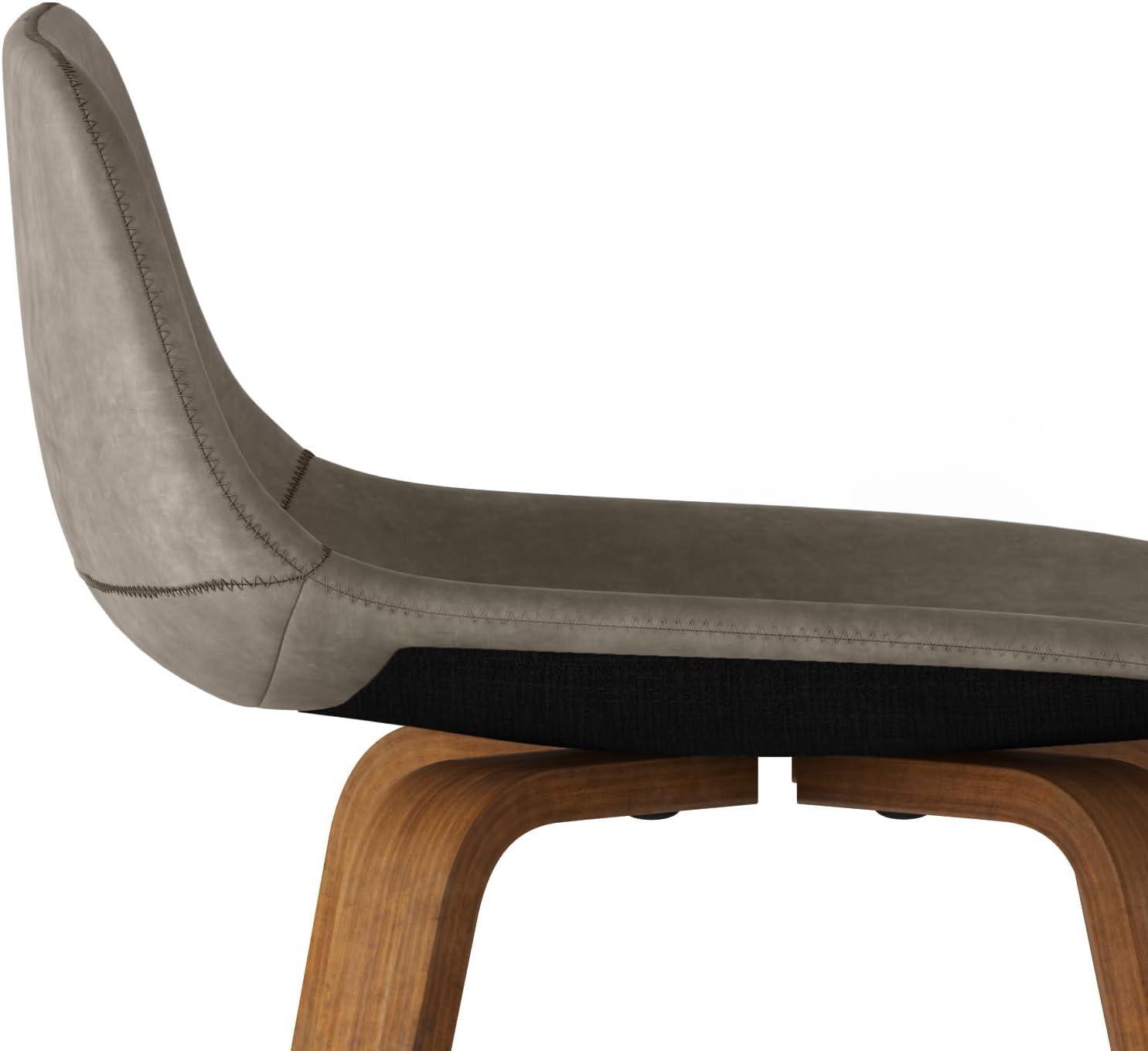 Simpli Home Randolph Upholstered Bentwood Mid-Century Modern Bar & Counter Stool with Chrome Footrest (Set of 2) (Set of 2)