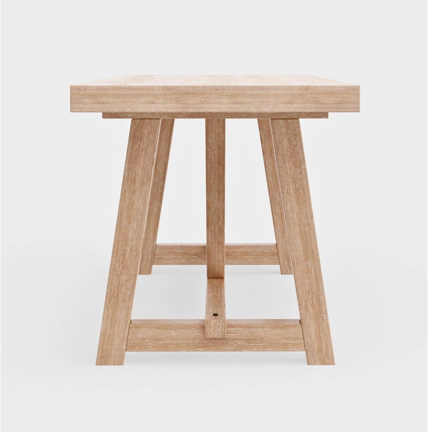 Driftwood Beige Oak Veneer Rectangular Dining Table