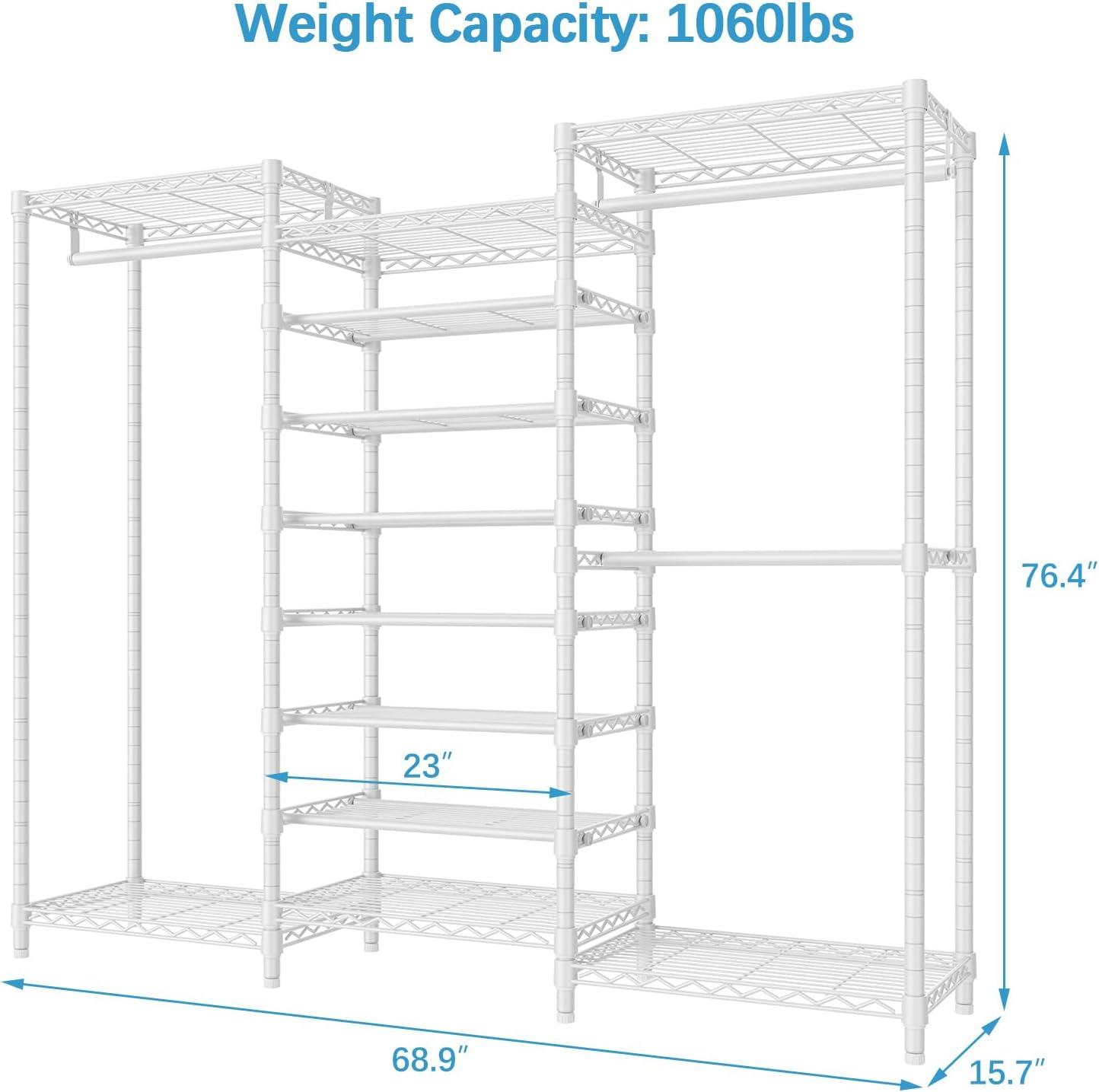 VIPEK S3 Heavy Duty Garment Rack Free Standing Clothes Rack Closet Storage Organizer Large Wardrobe with 6-Tier Shoe Rack