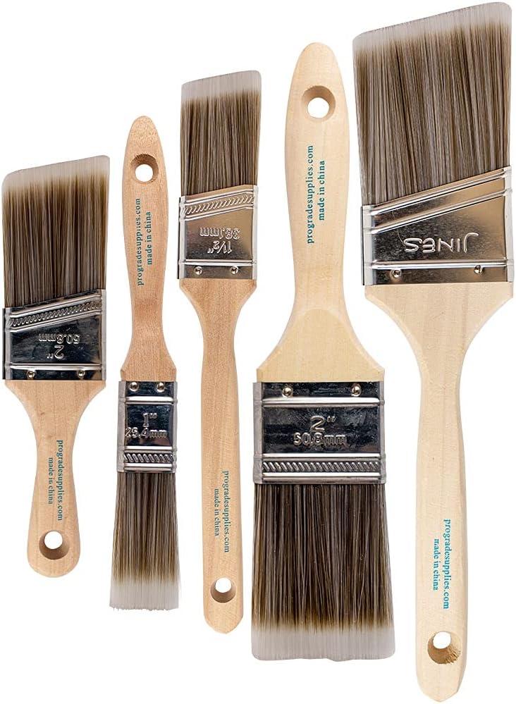 Pro Grade Premium Paint Brushes, 5 Piece Variety Set, Interior/Exterior Painting